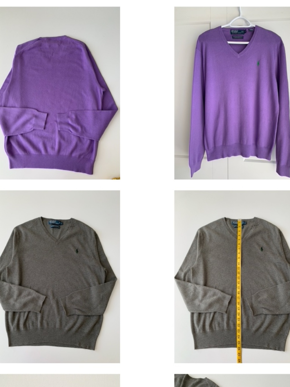 2x POLO Ralph Lauren Pima Cotton V Neck Sweater size L bundle